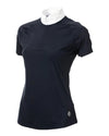navy short-sleeve shirt with white collar on a mannequin against a white background equestrian fashion outfitters