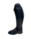 Black riding boot on a white background