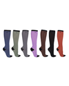 various colour knee socks with Q logo on white background equestrian fashion outfitters