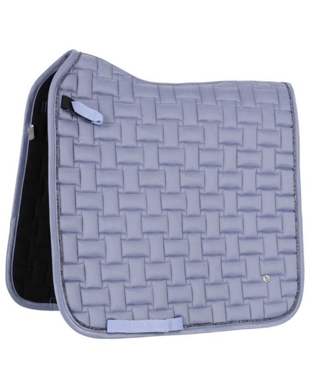 Gray blue woven patterned saddle pad on a white background Equestrian Fashion Outfitters