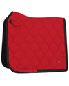 Red quilted saddle pad with black border on a white background Equestrian Fashion Outfitters