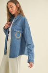 Rhinestone Horseshoe Denim Top  Cloud Ten - Equestrian Fashion Outfitters