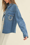 Rhinestone Horseshoe Denim Top  Cloud Ten - Equestrian Fashion Outfitters