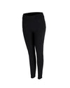 Black riding breeches with a high waist, side pockets, and a subtle vertical logo on the left leg, shown on a white background. equestrian fashion outfitters