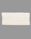 An off-white cable-knit headband with small pearl embellishments, shown flat against a solid cream background equestrian fashion outfitters