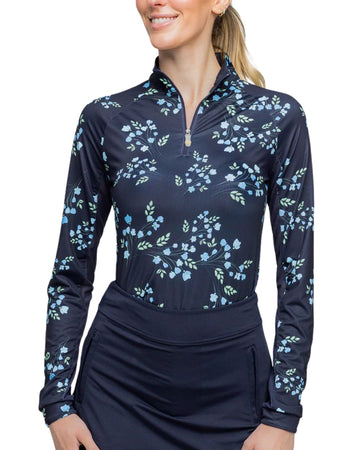 Kastel Navy Rosebud 1/4 Zip L/S Top