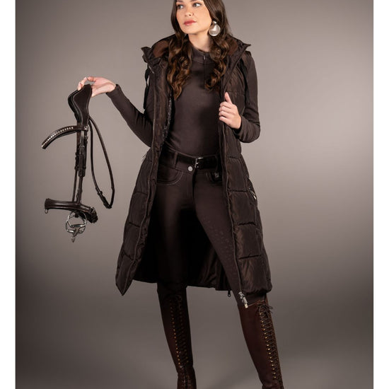 HKM Lauria Garrelli Arezzo Long Vest in brown on white background