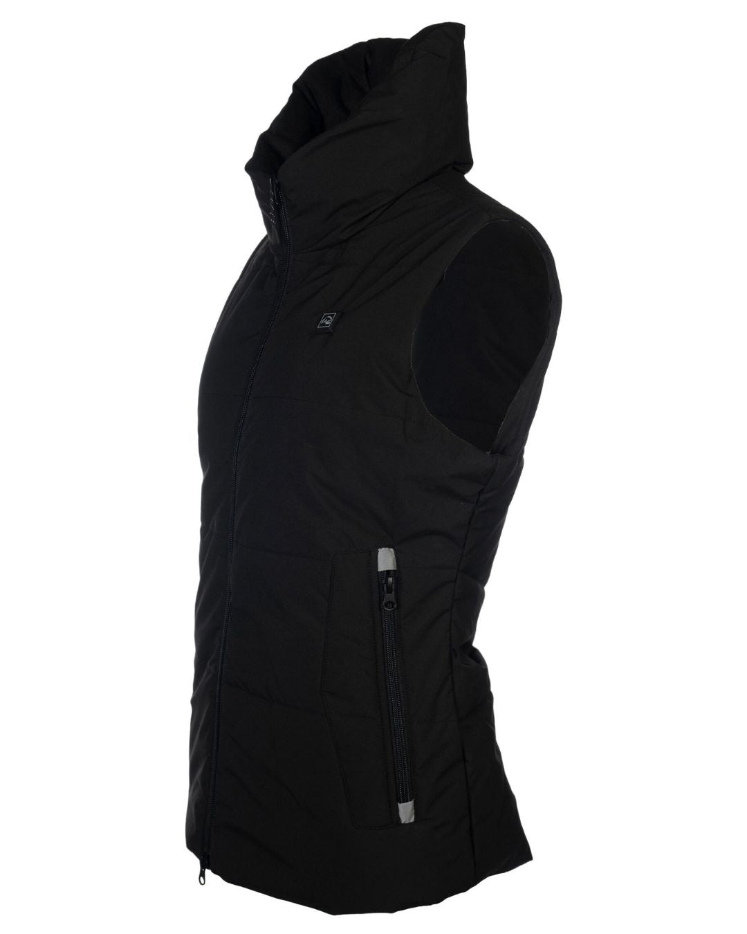 the side of Black HKM Canada Heated Vest on white background
