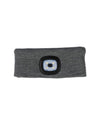 Grey headband with a LED Light on a white background