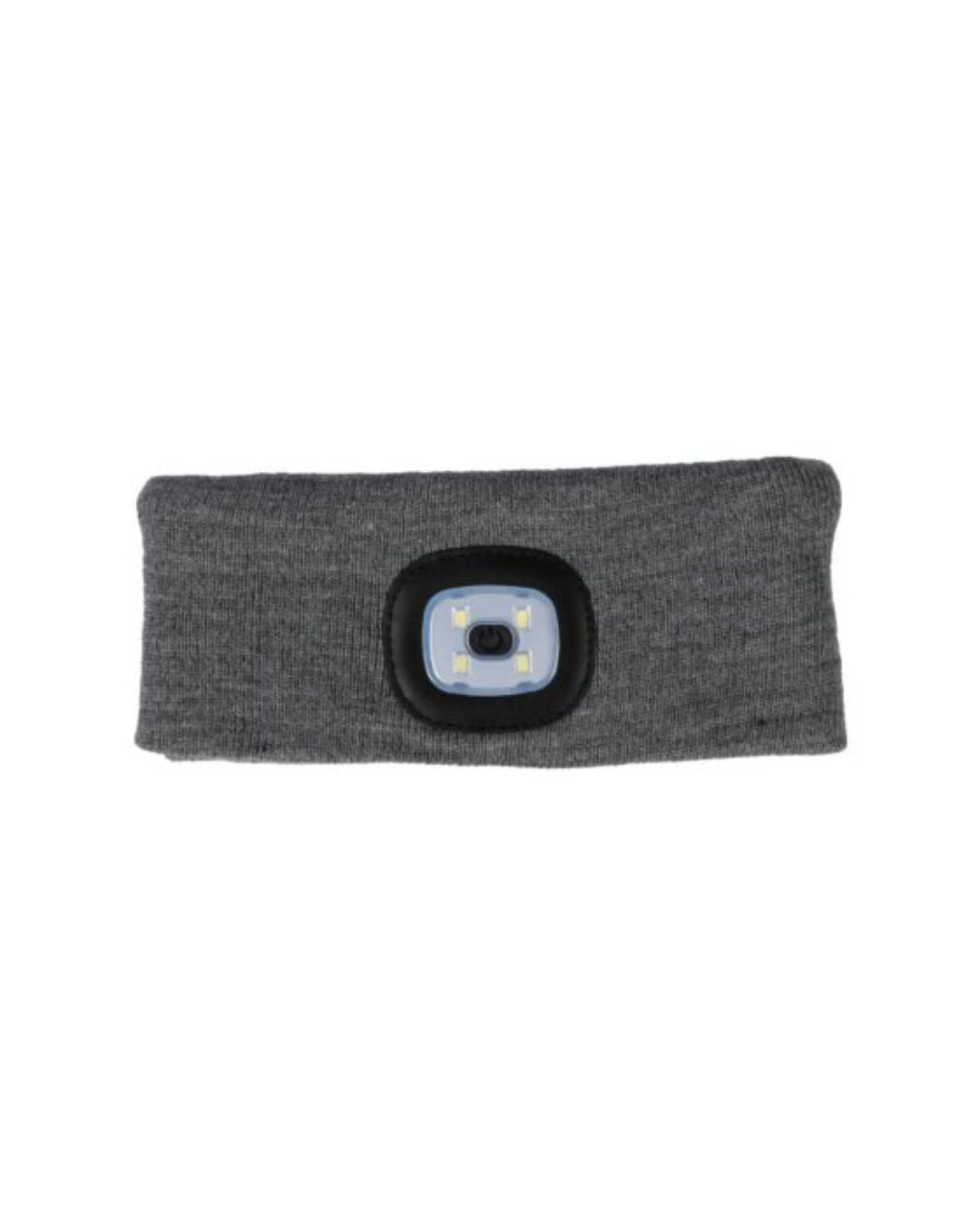 Grey headband with a LED Light on a white background