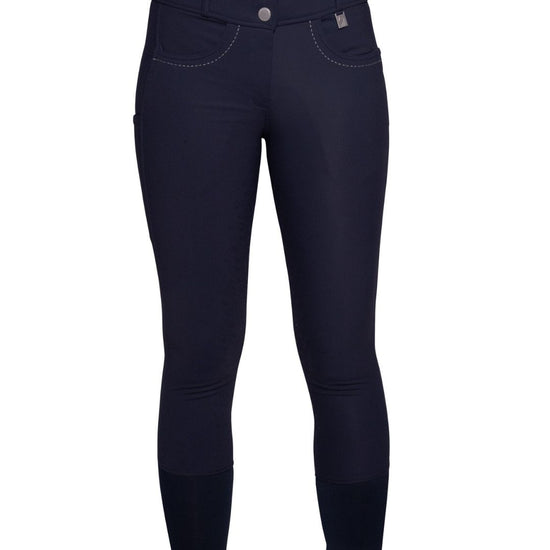 HKM Lauria Garrelli Arezzo Knee Patch Breeches in Navy on white background