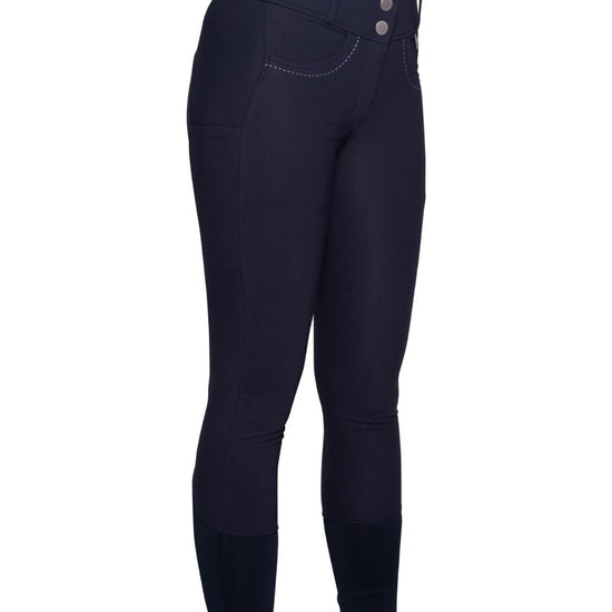 HKM Lauria Garrelli Arezzo Knee Patch Breeches in Navy on white background