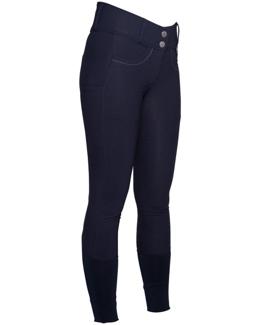 HKM Lauria Garrelli Arezzo Knee Patch Breeches in Navy on white background