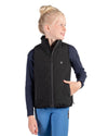 Child wearing HKM Childrens Black heated vest with logo on a white background equestrian fashion outfitters