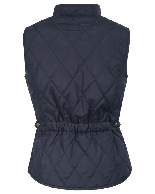 Navy quilted vest on a white background