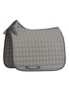 Gray quilted saddle pad with Equinavia branding on a white background