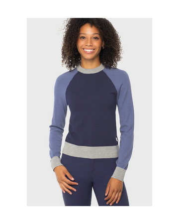 Kastel Navy, Blue, Gray Colorblock Crewneck Sweater