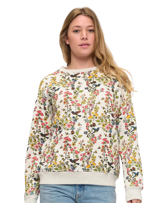 Floral Hummingbird Print Sweatshirt