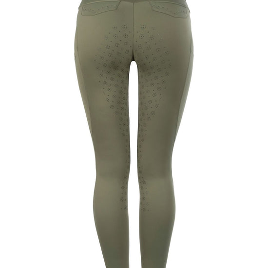 Green riding pants with pattern on a white background