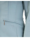 Woman wearing a light blue blazer show jacket Kendra on a white background equestrian Fashion Outfitters
