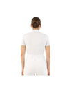 Woman wearing a white show shirt BR Koosje with sheer panels on a white background equestrian fashion outfitters