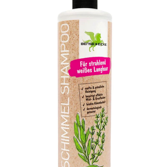 Horse Shampoo bottle with text and branding on a white background