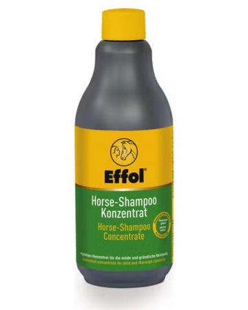 Bottle of Effol horse shampoo concentrate on a white background