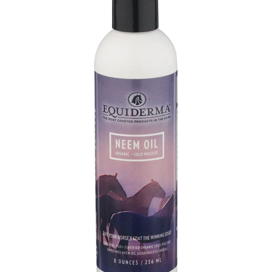 Bottle of Equiderma Neem Oil on a white background