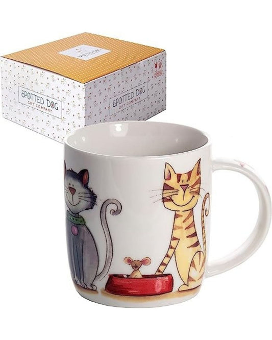 Spotted Dog Mug- Cat With Dish
