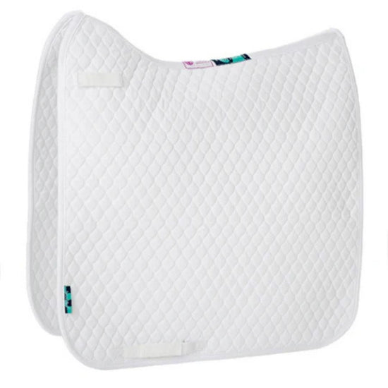 White quilted saddle pad on a white background