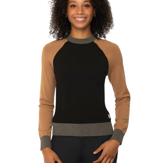 Kastel Black, Camel, & Charcoal Crewneck Colorblock Sweater Sweater Kastel - Equestrian Fashion Outfitters