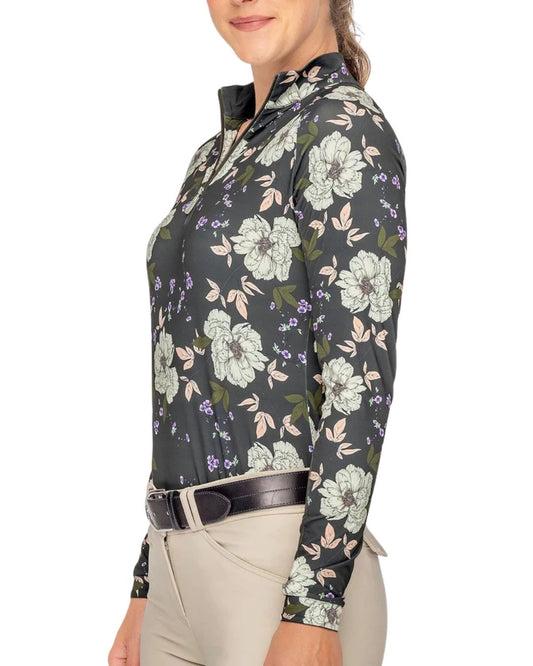 Kastel Slate Garden Rose 1/4 Zip L/S Top