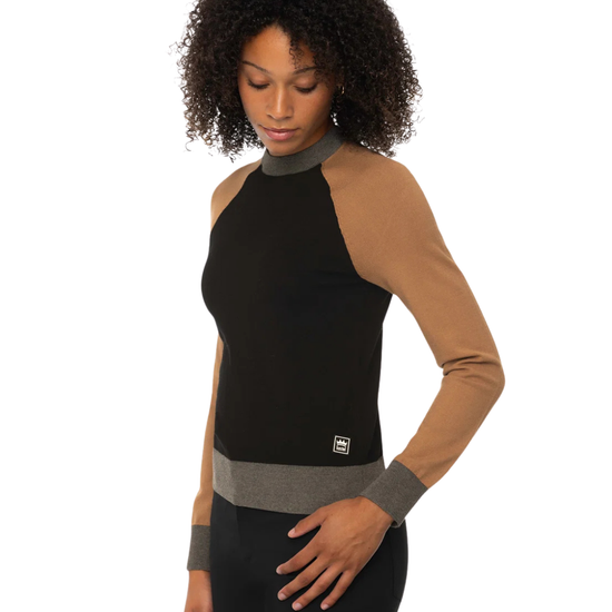 Kastel Black, Camel, & Charcoal Crewneck Colorblock Sweater Sweater Kastel - Equestrian Fashion Outfitters