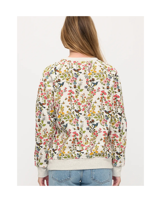 Floral Hummingbird Print Sweatshirt Sweater SM WARDROBE - Equestrian Fashion Outfitters