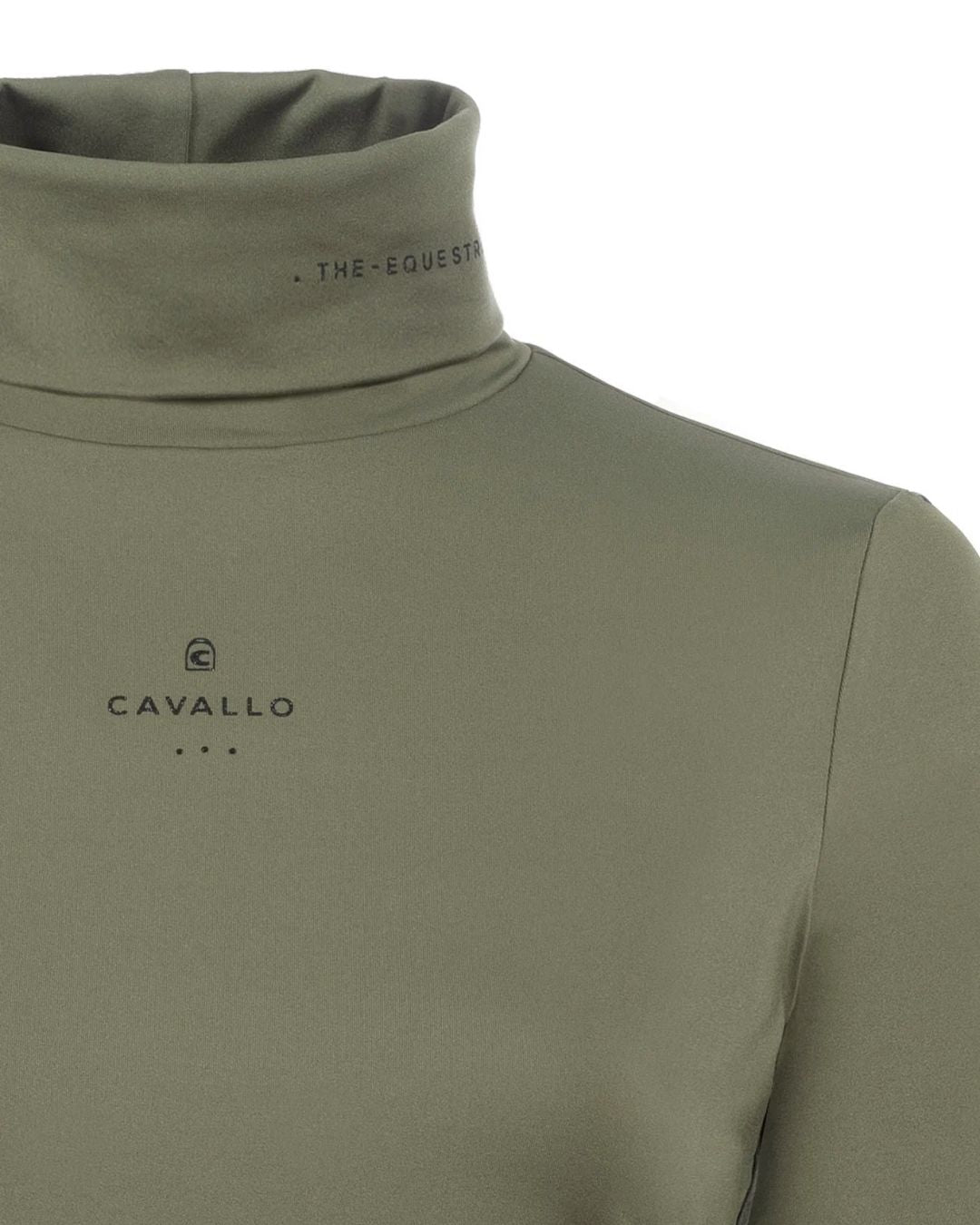 Green equestrian sleeve with 'Cavallo' branding on a white background