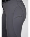 Gray riding pants with 'Cavallo' branding on a light gray background