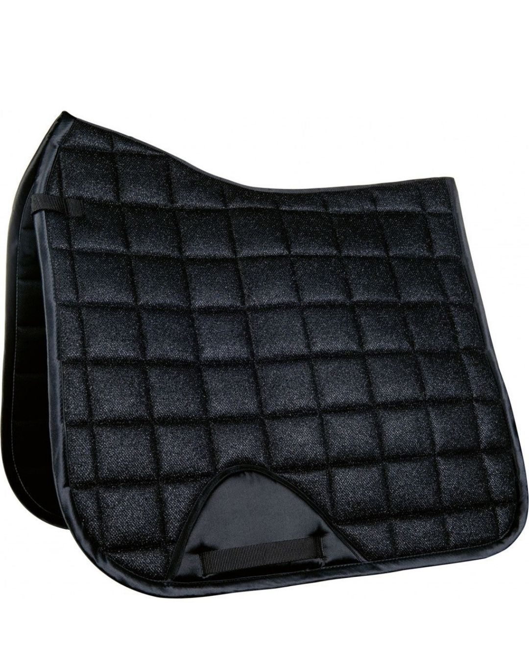 HKM Glitter mesh quilted black saddle pad on a white background