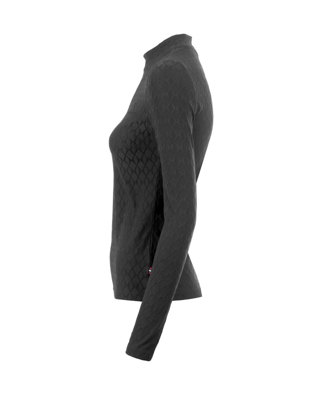 Black quilted baselayer on a white background