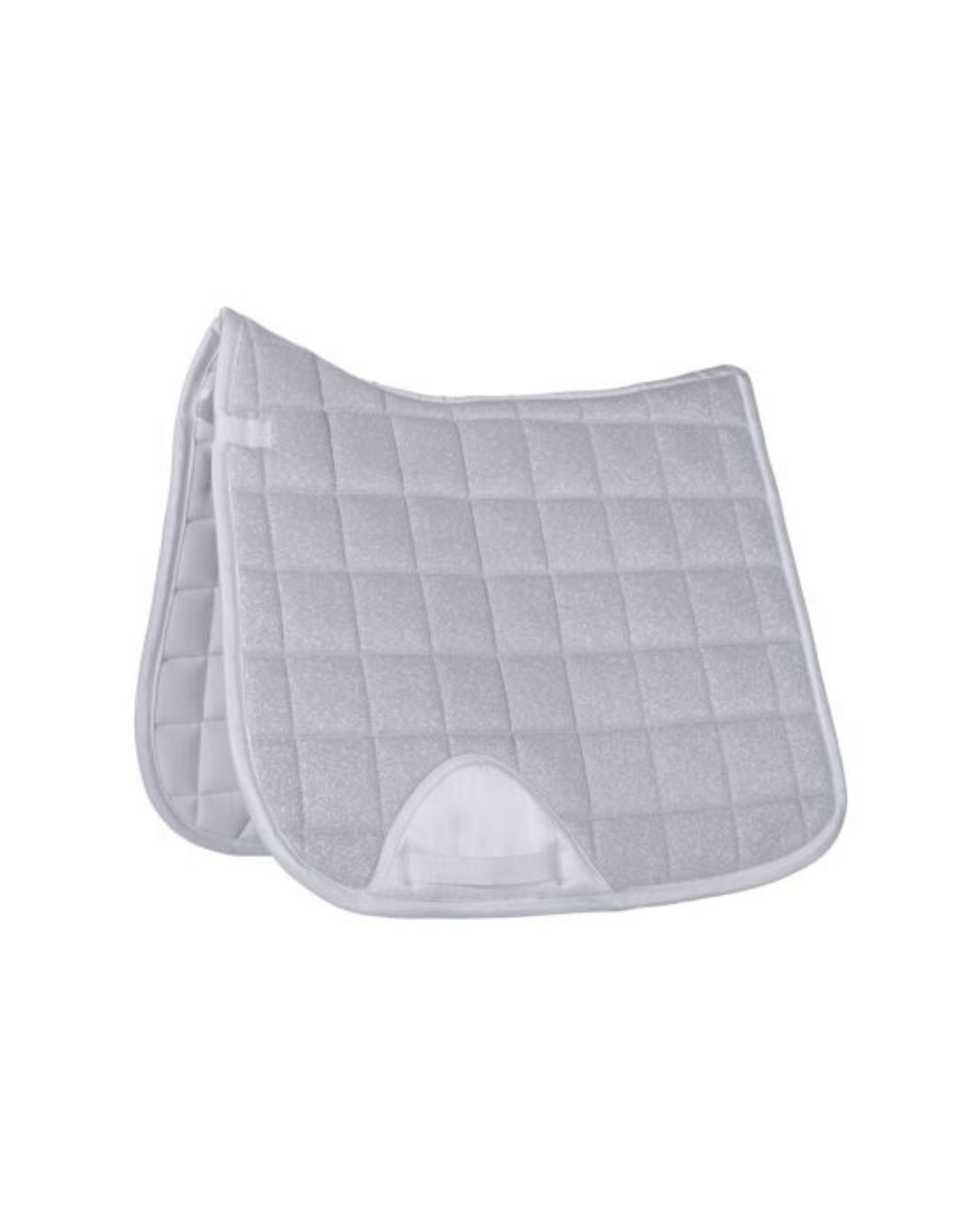 HKM Glitter mesh quilted white saddle pad on a white background