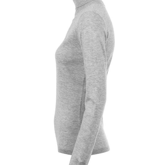 Gray turtleneck sweater on a white background