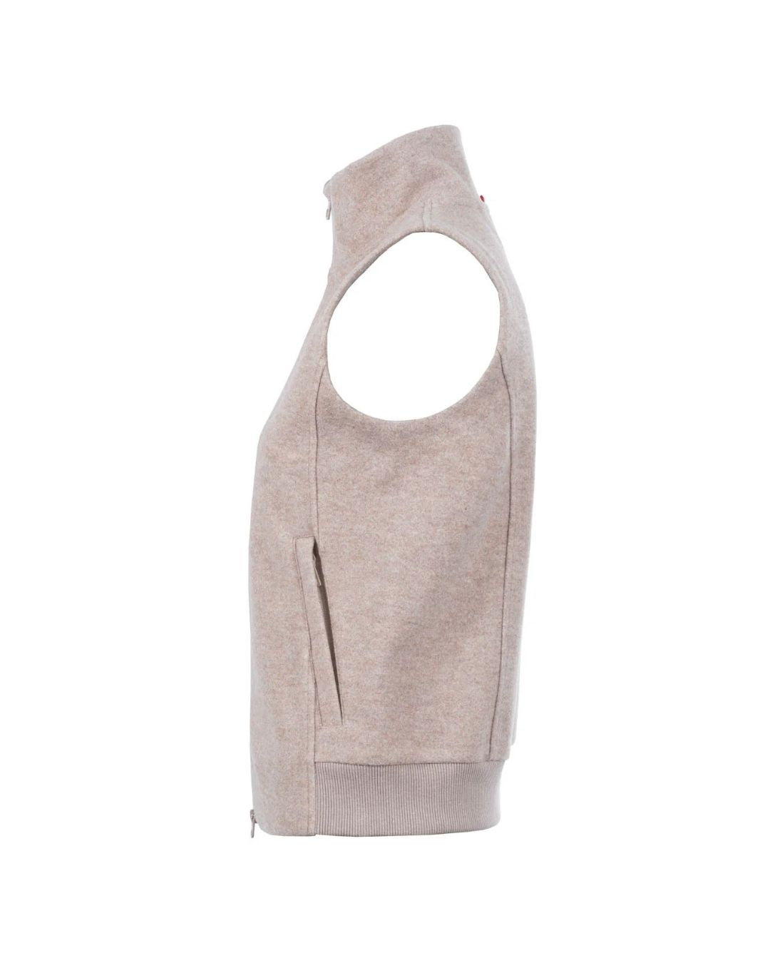 Beige sleeveless jacket on a white background