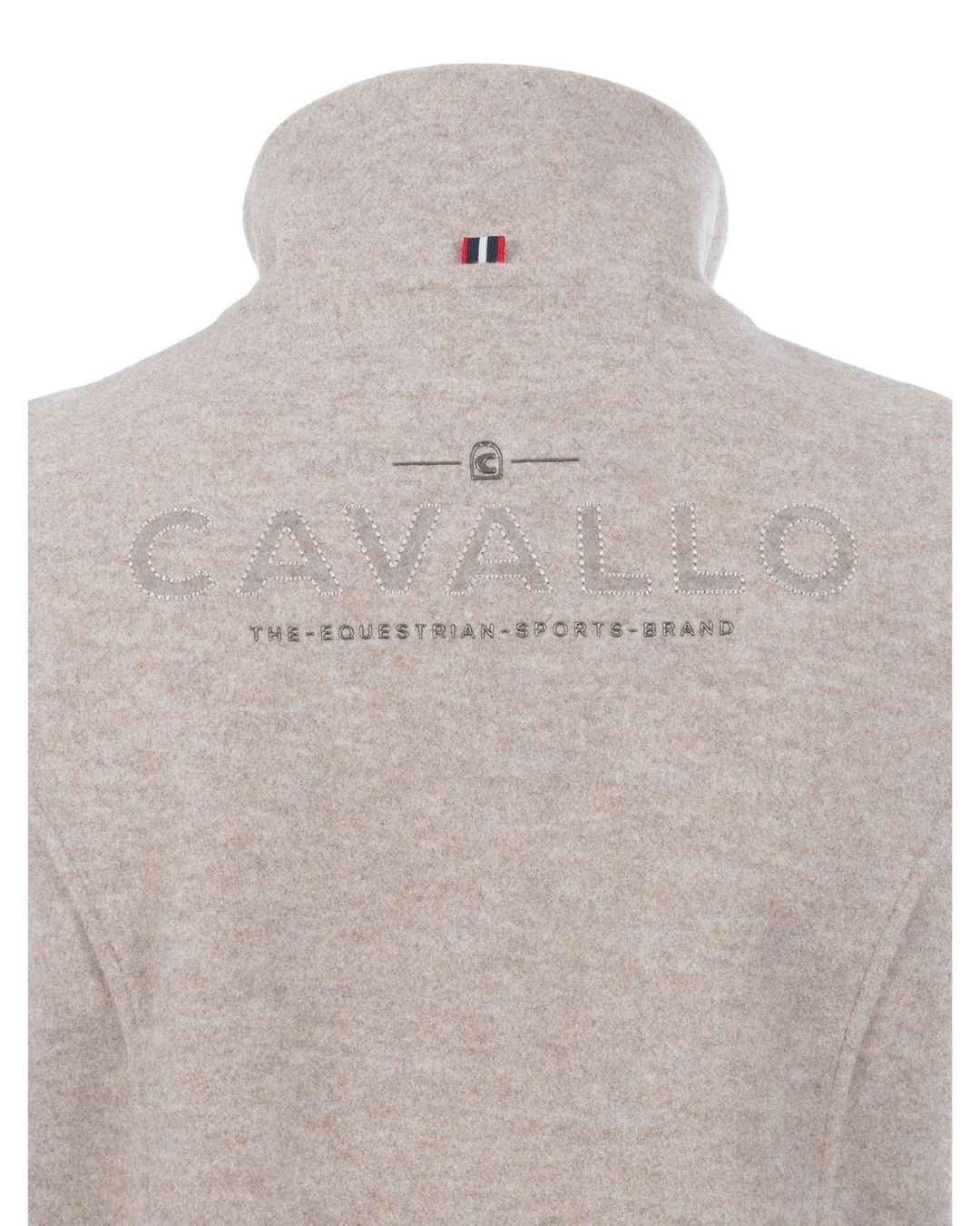 Beige fleece vest with 'Cavalllo' branding on a white background