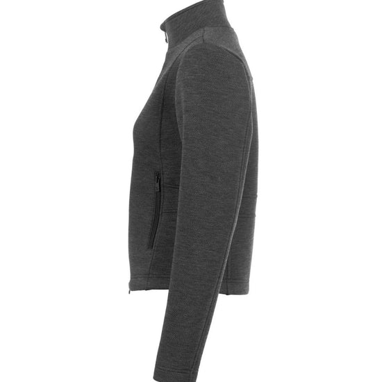 Dark gray black zip-up jacket on a white background