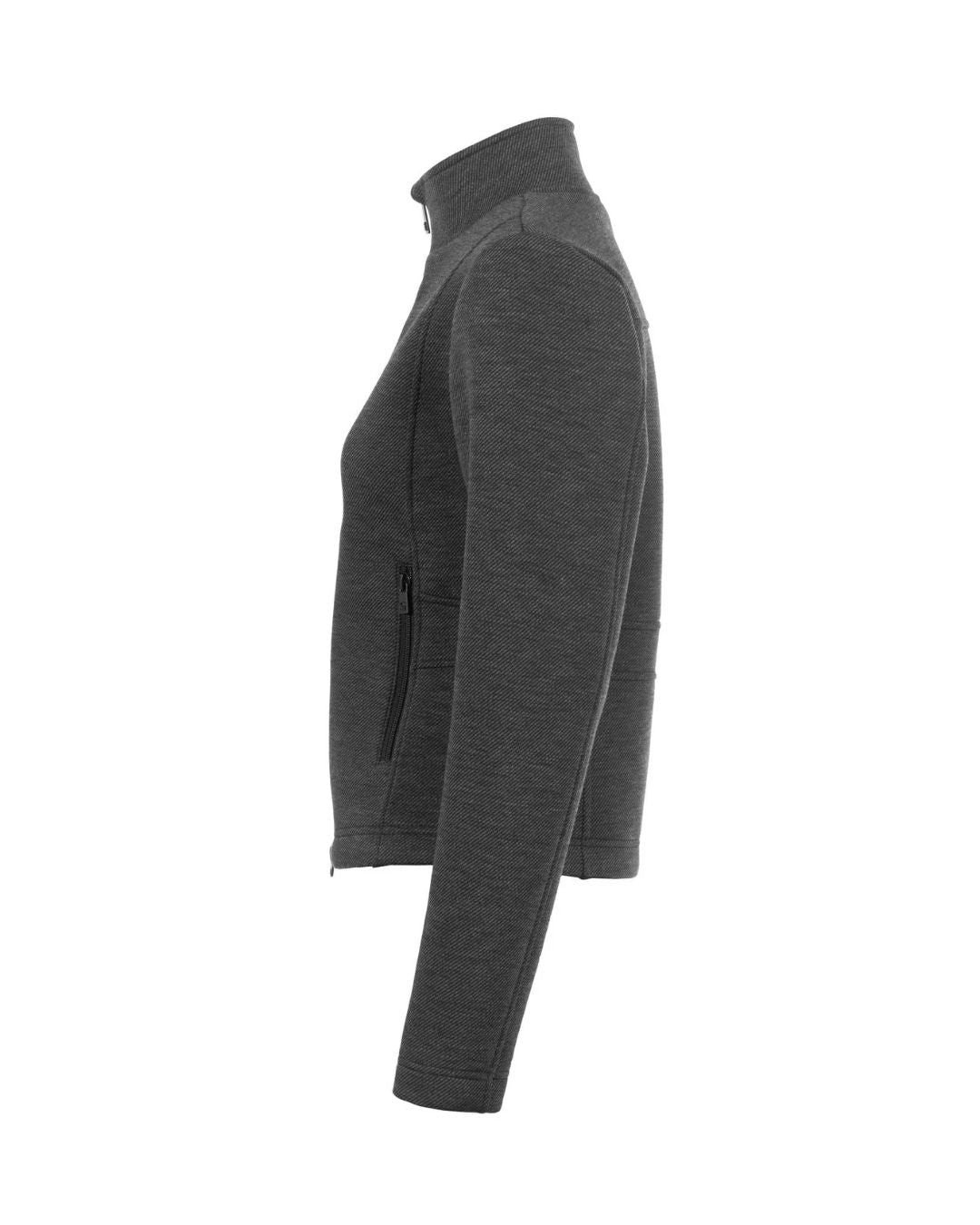 Dark gray black zip-up jacket on a white background