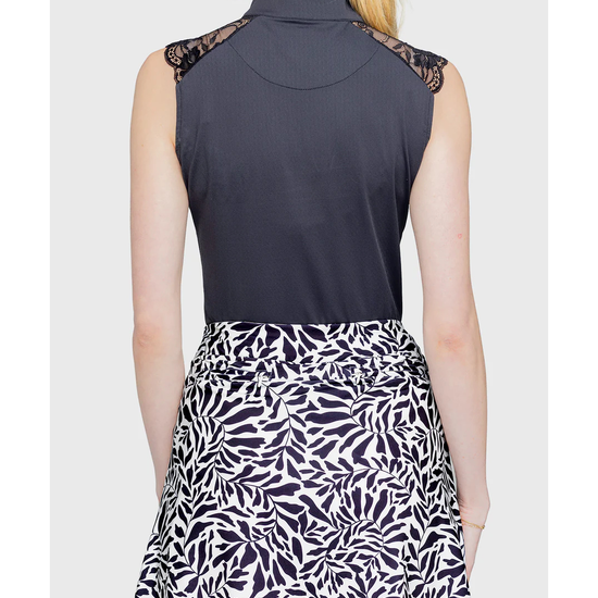 Kastel Black Lace Shoulder 1/4 Zip Tank Top Shirts & Tops Kastel - Equestrian Fashion Outfitters