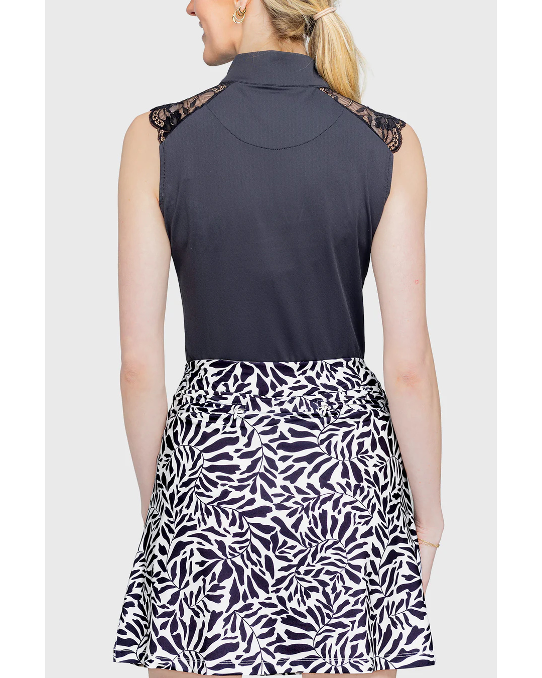 Kastel Black Lace Shoulder 1/4 Zip Tank Top Shirts & Tops Kastel - Equestrian Fashion Outfitters