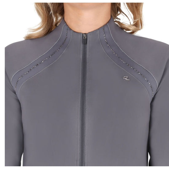 Gray training jacket with decorative stitching on a white background equestrian fashion outfitters