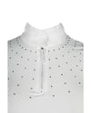 White shirt with sparkles  and a zipper on a white background Equestrian fashion outfitters
