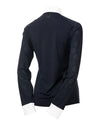 Navy blue long-sleeve shirt with lace detailing on a white background equestrian fashion outfitters