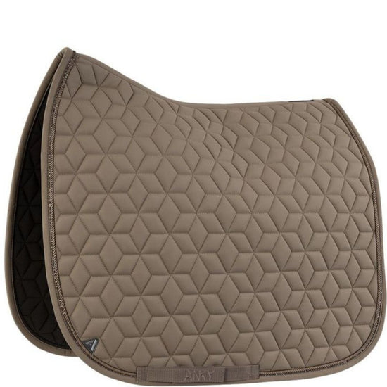 Quilted saddle pad with geometric pattern on a white background